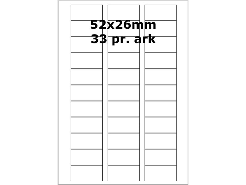 100 ark 52A26H1-HA Aftagelige Papir Labels