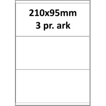 100 ark 210A95H3C Hvid papir Bredde + 91mm