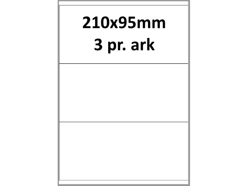 100 ark 210A95H3C Hvid papir Bredde + 91mm