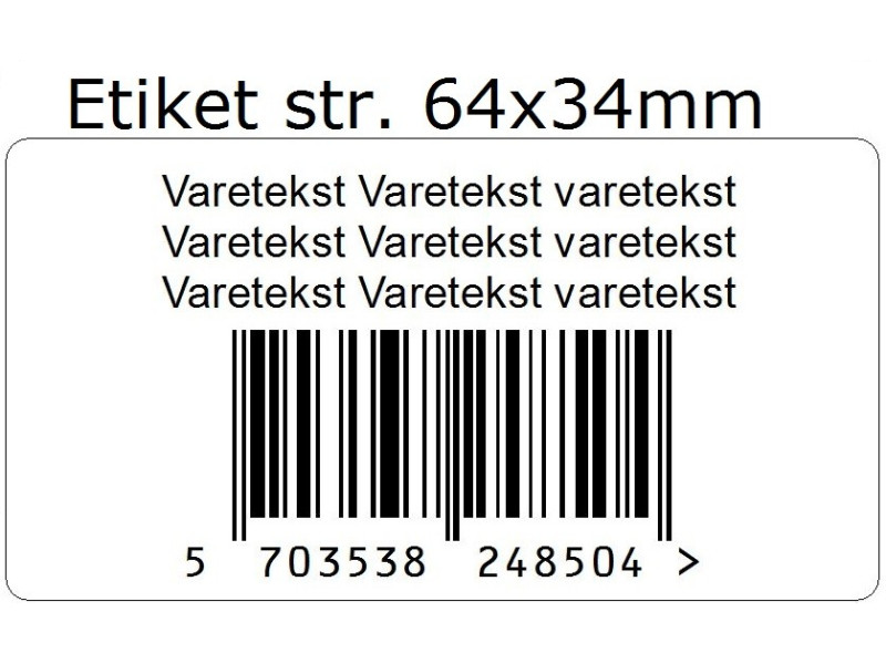 Stk. 64x34-PRN04 Varemærkning