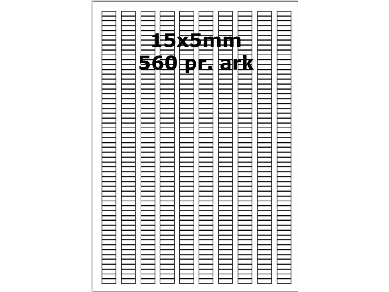 25 ark 15x5-10-W Hvide Polyester Bredde 00-30mm
