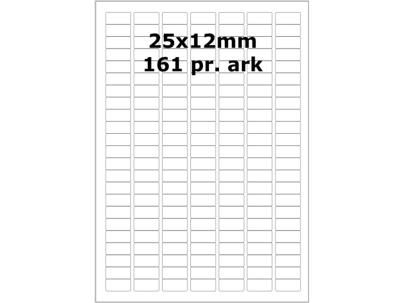 25 ark 25A12W3-25 Hvide Polyester Bredde 00-30mm