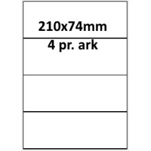 100 ark 210A74H3C Hvid papir Bredde + 91mm