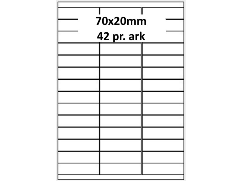 100 ark 70A20H1 Hvid papir Bredde 61-90mm