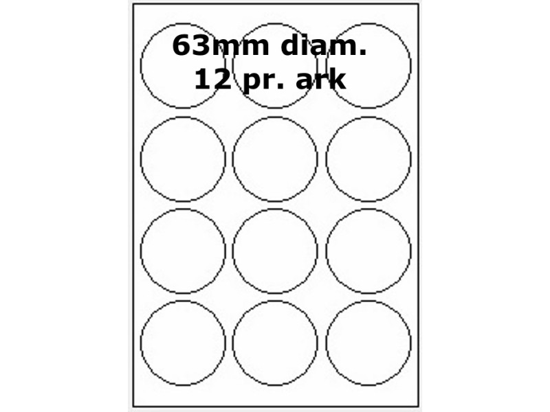 500 ark 63R-3-12H-500 Hvide Papir Labels -Volume køb
