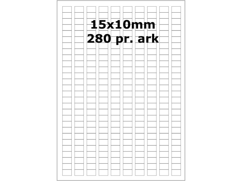 25 ark 15x10-10-W Hvide Polyester Bredde 00-30mm