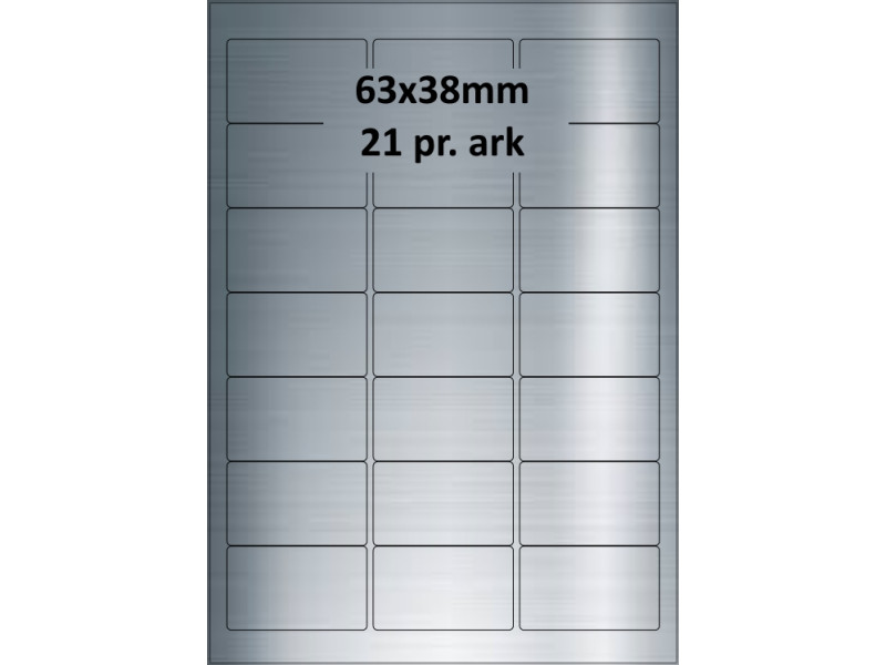 25 ark 63A38SP3-25 Sølvpolyester Bredde 61-90mm