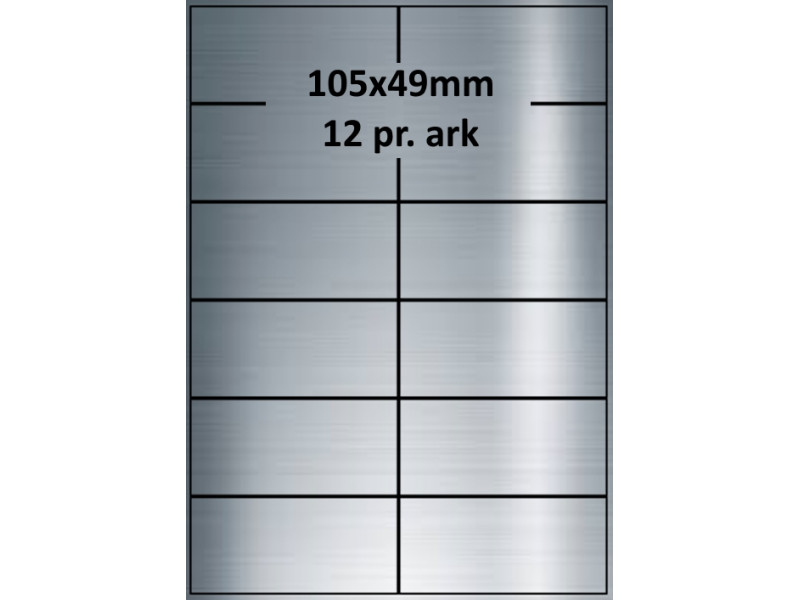 25 ark 105A49SP1-25 Sølvpolyester Bredde + 91mm
