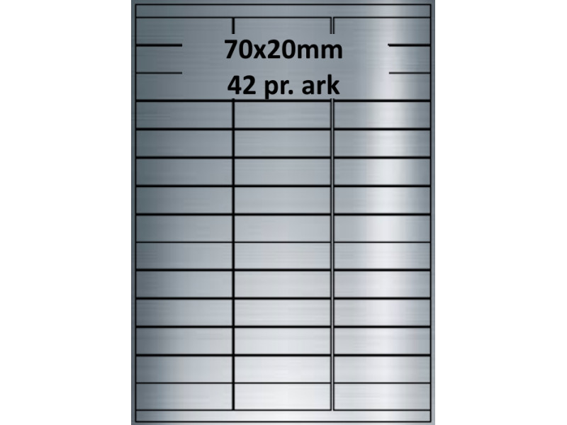 25 ark 70A20SP1-25 Sølvpolyester Bredde 61-90mm