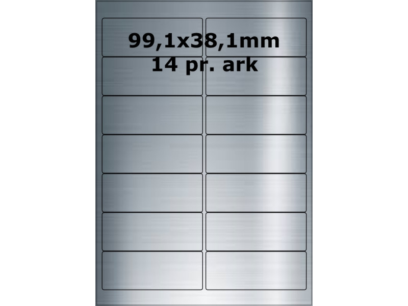 25 ark 99A38SP1-25 Sølvpolyester Bredde + 91mm