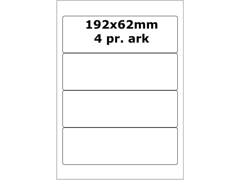 25 ark 192A62W1-25 Hvide Polyester Bredde +91mm