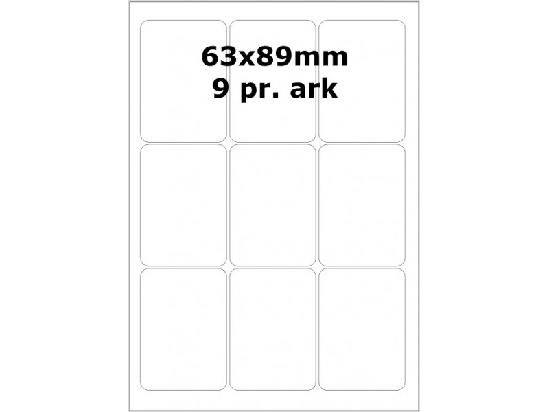 25 ark 63A89W1-25 Hvide Polyester Bredde 61-90mm