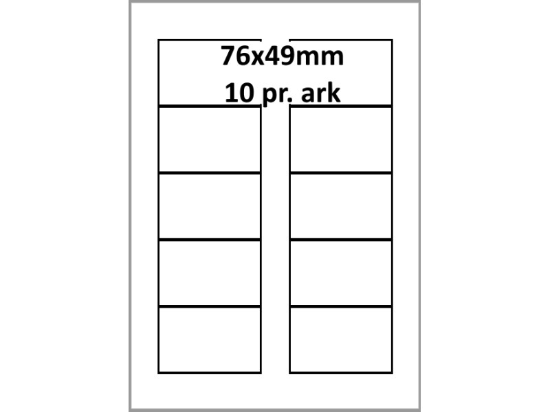 25 ark 76A49W1-25 Hvide Polyester Bredde 61-90mm