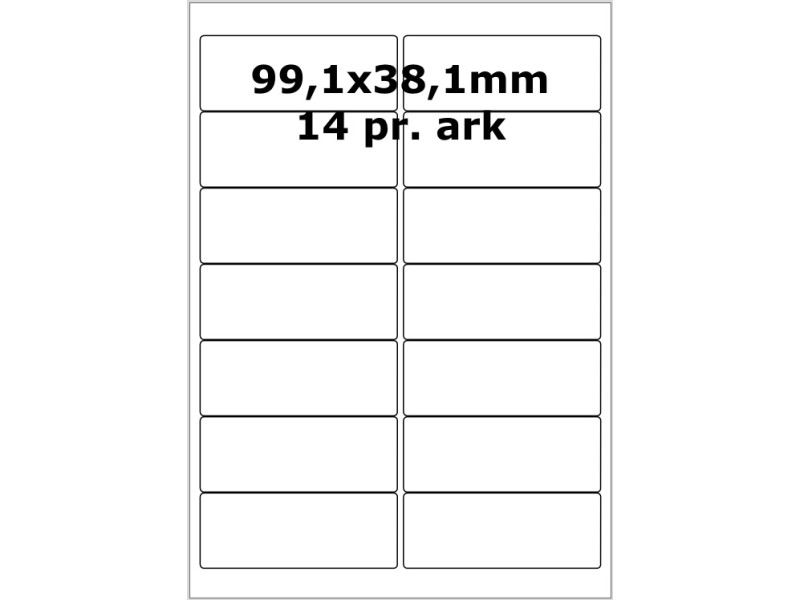 25 ark 99A38W1-25 Hvide Polyester Bredde +91mm