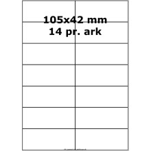 25 ark 105A42W1-25 Hvide Polyester Bredde +91mm