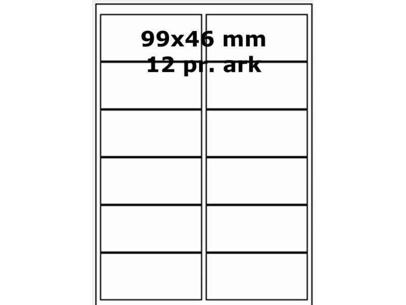 25 ark 99A46W1-25 Hvide Polyester Bredde +91mm