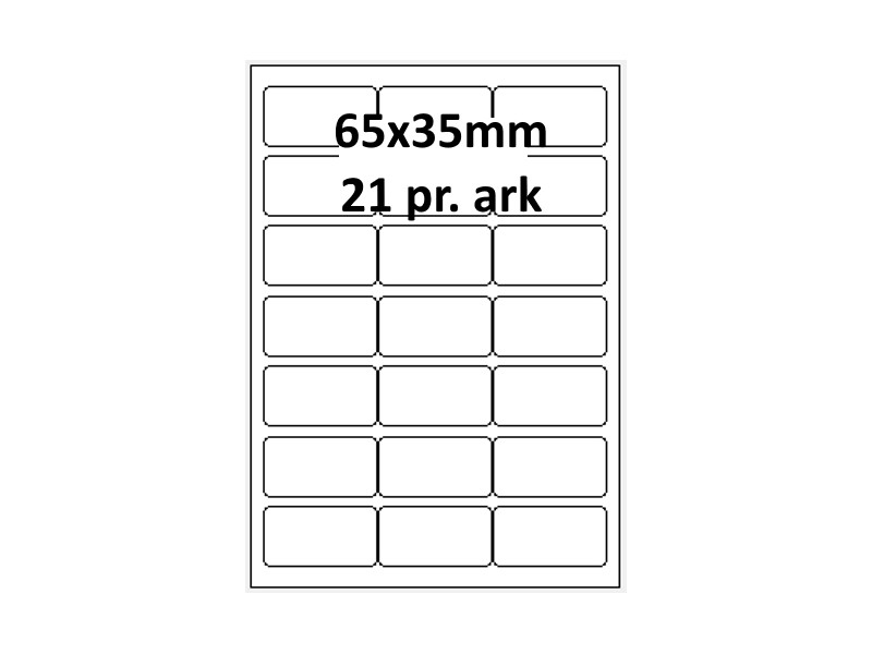 25 ark 65A35W1-25 Hvide Polyester Bredde 61-90mm