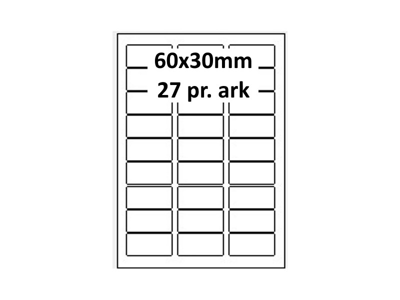 25 ark 60A30W1-25 Hvide Polyester Bredde 31-60mm