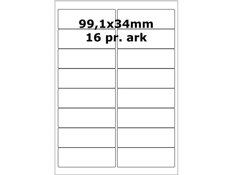 25 ark 99A34W1-25 Hvide Polyester Bredde +91mm