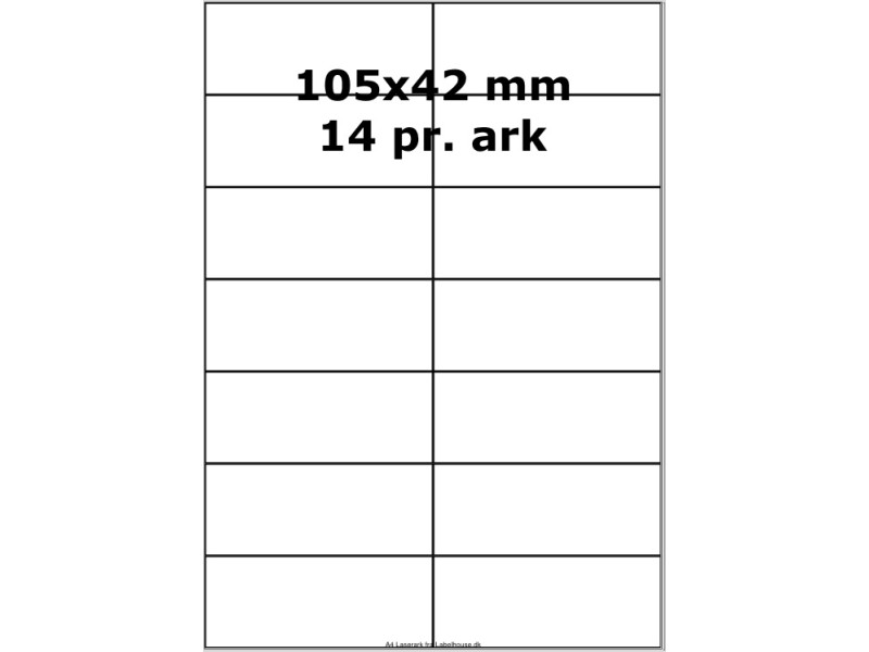 100 ark 105A42H1 Hvid papir Bredde + 91mm