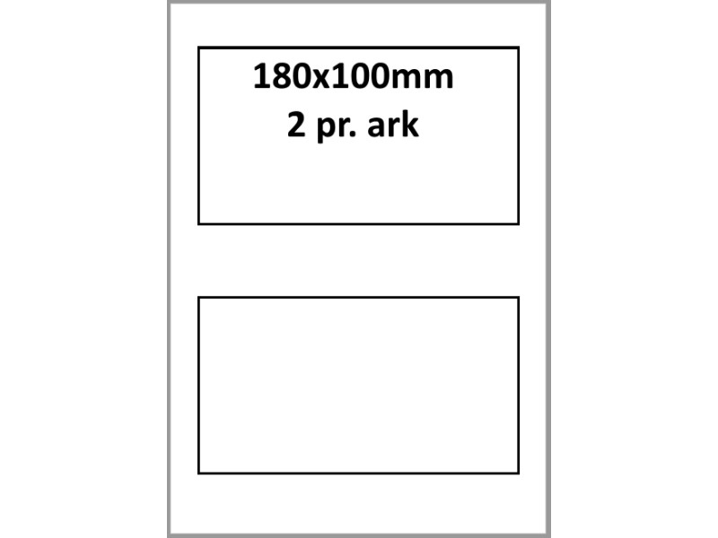 100 ark 180A100H1 Hvid papir Bredde + 91mm