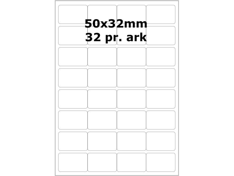 100 ark 50A32H1 Hvid papir Bredde 31-60mm