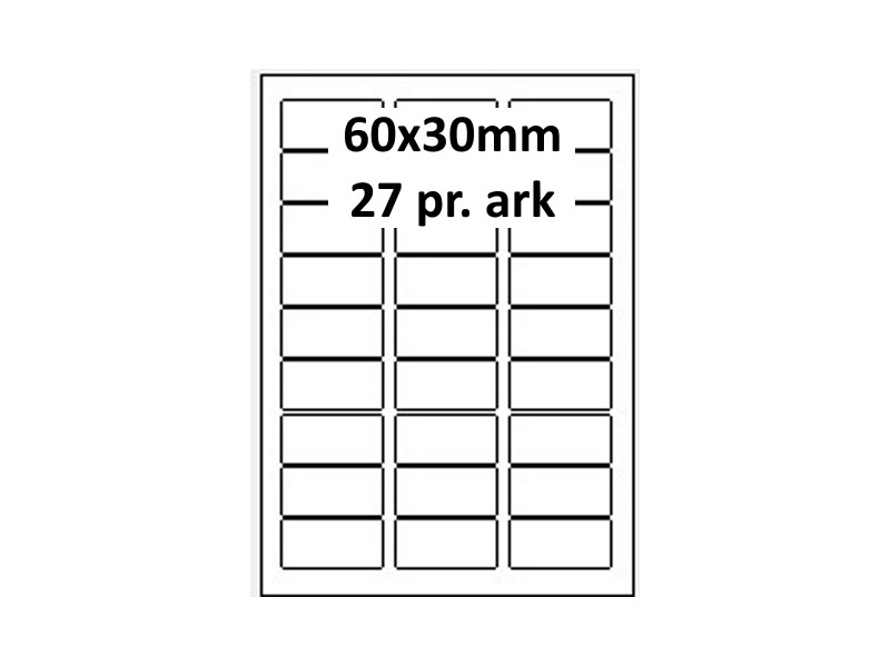 100 ark 60A30H1 Hvid papir Bredde 31-60mm