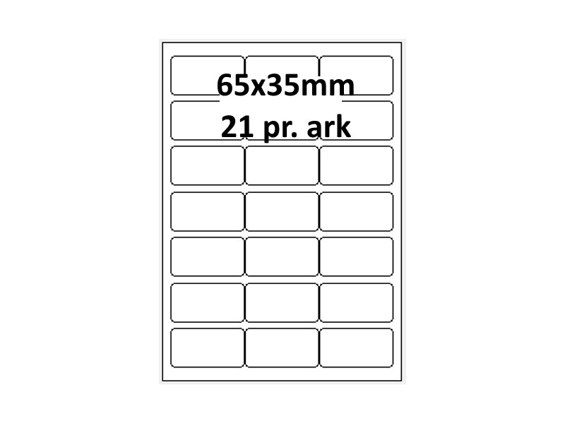 100 ark 65A35H1 Hvid papir Bredde 61-90mm