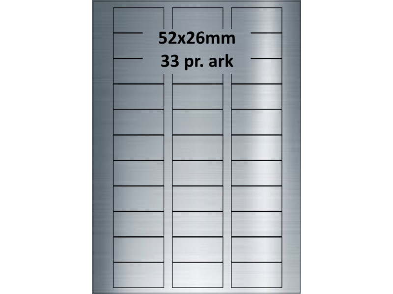 25 ark 52A26SP1-25 Sølvpolyester Bredde 31-60mm