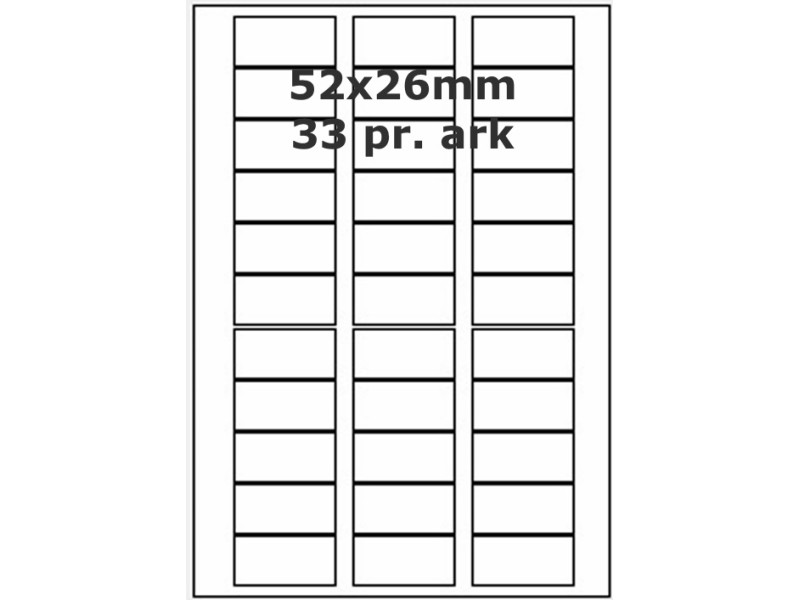 25 ark 52A26W1-25 Hvide Polyester Bredde 31-60mm