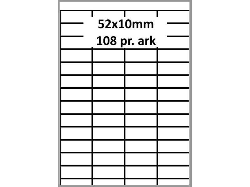 100 ark 52A10H1 Hvid papir Bredde 31-60mm