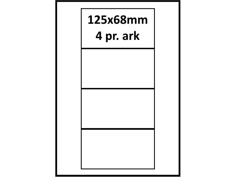 100 ark 125A68H1 Hvid papir Bredde + 91mm