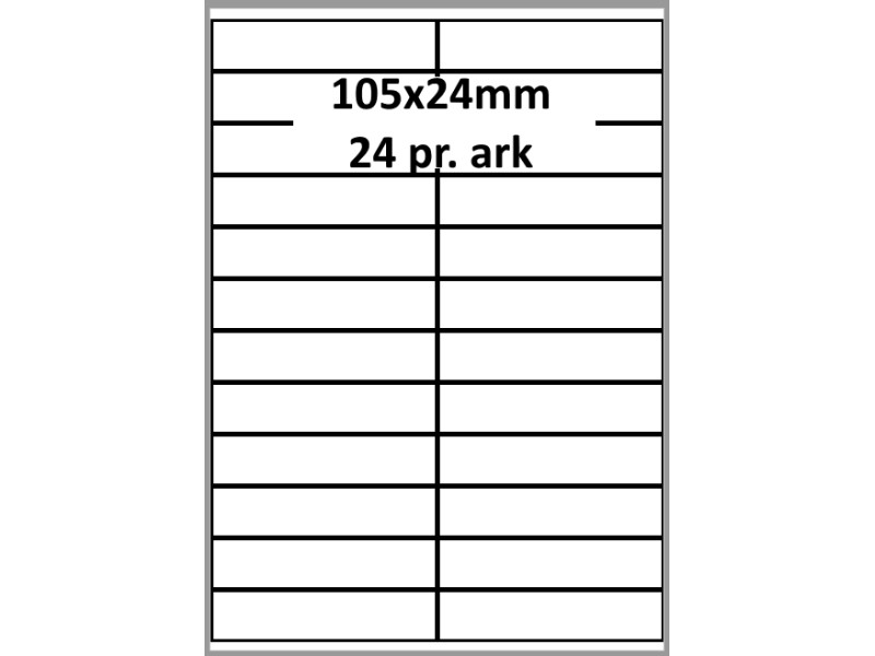 75 ark 105A24H1 Hvid papir Bredde + 91mm