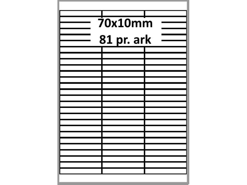100 ark 70A10H1 Hvid papir Bredde 61-90mm