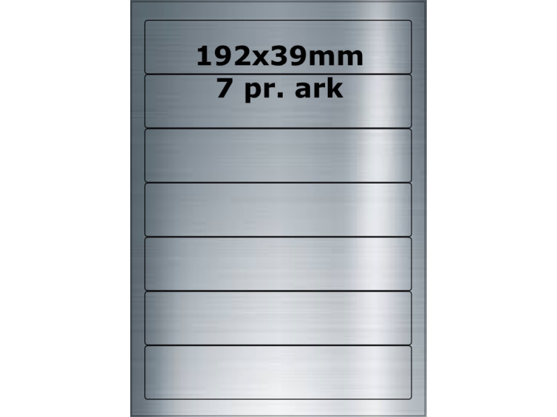 25 ark 192A39SP1-25 Sølvpolyester Bredde + 91mm