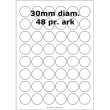 100 ark 30ARH1 Hvid papir Runde / Ovale