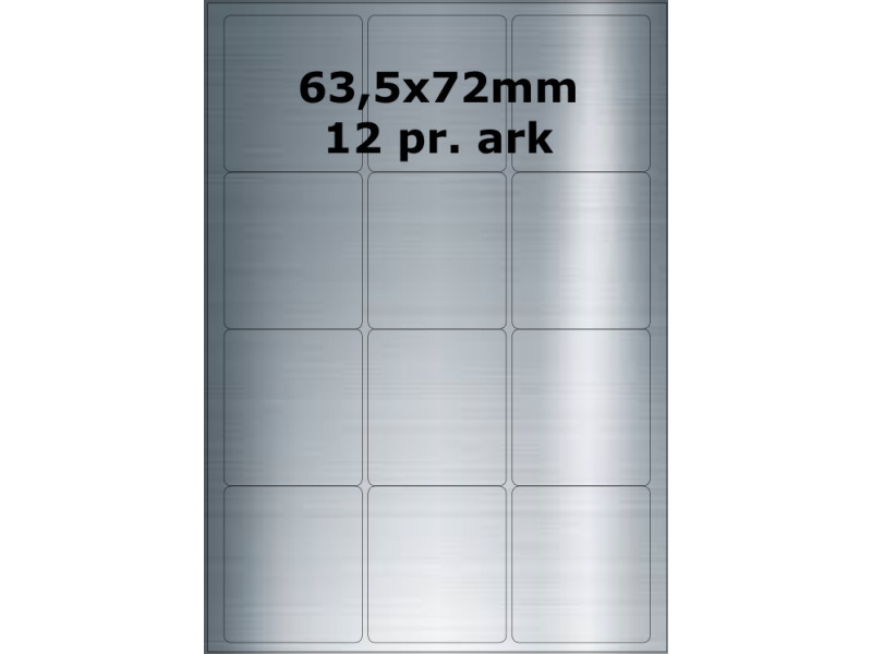 25 ark 63A72SP1-25 Sølvpolyester Bredde 61-90mm