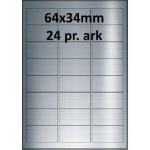 25 ark 64x34SP1-25 Sølvpolyester Bredde 61-90mm