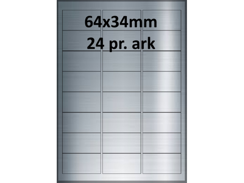 25 ark 64x34SP1-25 Sølvpolyester Bredde 61-90mm