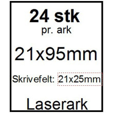 25 ark 21x95-8-LWT Kabelmærker A4 Hvid