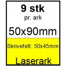 25 ark 50x90-3-LYL Kabelmærker A4 Gul