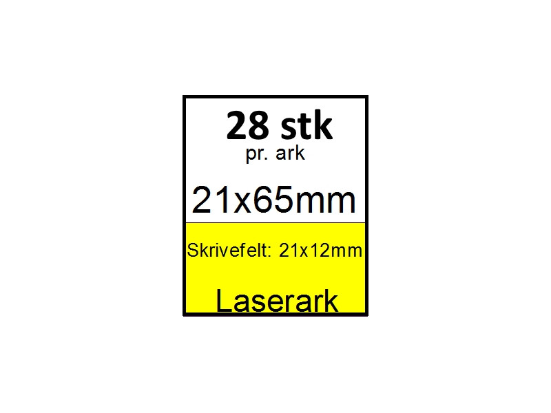 25 ark 21x65-7-LYL Kabelmærker A4 Gul