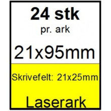 25 ark 21x95-8-LYL Kabelmærker A4 Gul