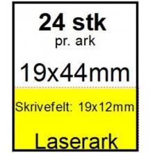 25 ark 19x44-6-LYL Kabelmærker A4 Gul