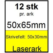 25 ark 50x65-3-LYL Kabelmærker A4 Gul