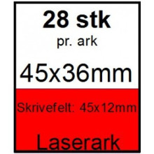 25 ark 45x36-4-LRD Kabelmærker A4 Rød