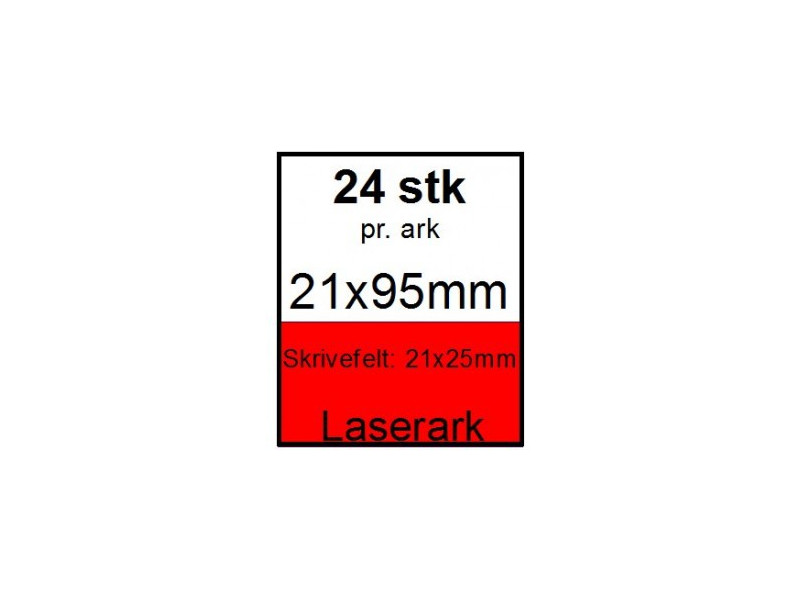25 ark 21x95-8-LRD Kabelmærker A4 Rød