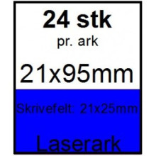 25 ark 21x95-8-LLB Kabelmærker A4 Blå