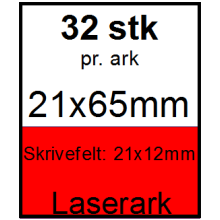 25 ark 21x65-8-LRD Kabelmærker A4 Rød