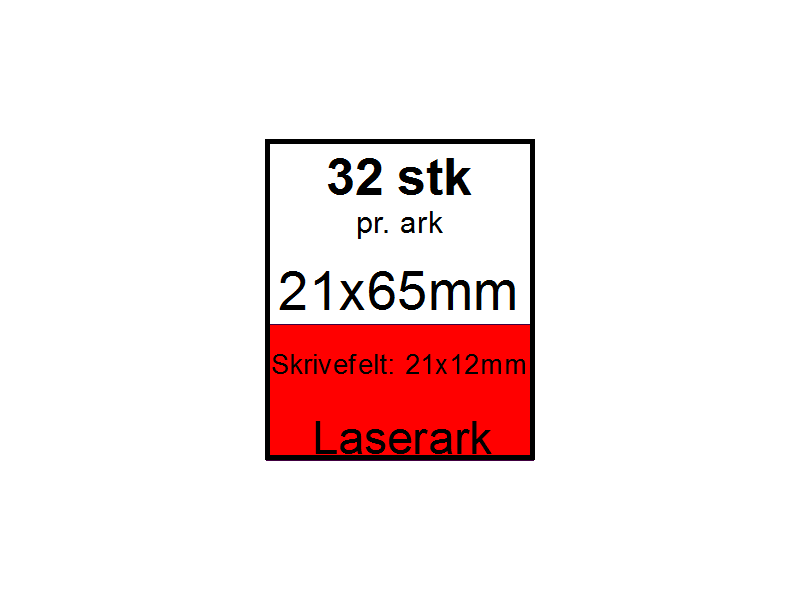 25 ark 21x65-8-LRD Kabelmærker A4 Rød